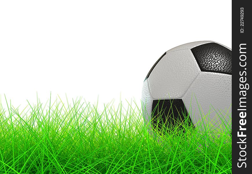 3D Concept Football on Green Grass