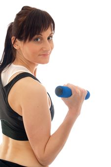 Woman Is Training With Weights Stock Photo Woman Is Training With Weights Stock Photo