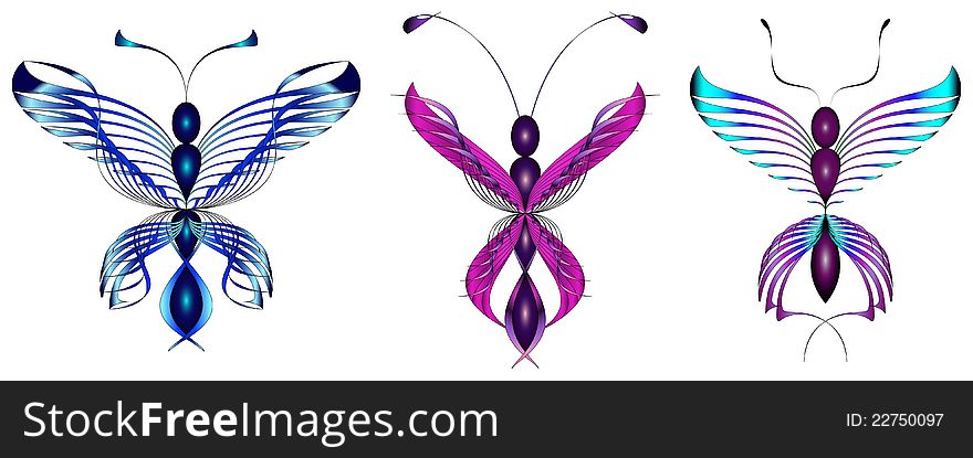 Colorful abstract butterflies vector illustration