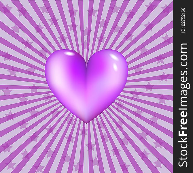 Romantic background with glassy violet heart. Romantic background with glassy violet heart