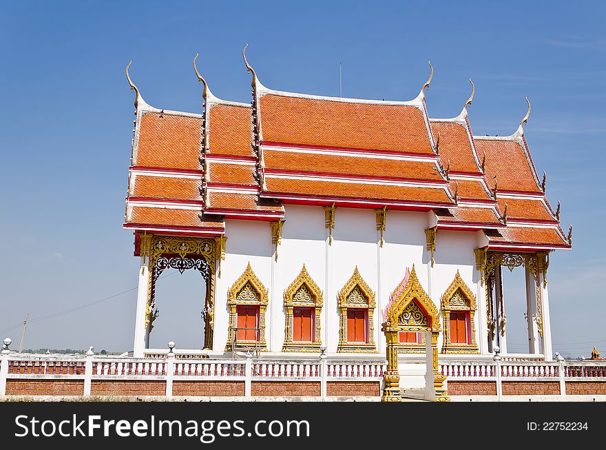 Thai Temple with blue sky, Krajib Temple, Hua Hin Thailand