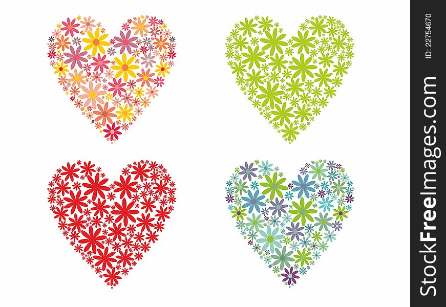 Cute flowered hearts for the valentines day. Cute flowered hearts for the valentines day