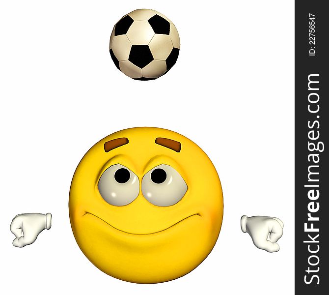 Emoticon yellow guy playing football / soccer. Emoticon yellow guy playing football / soccer