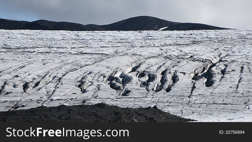 Iceland landscape with glacier cracks