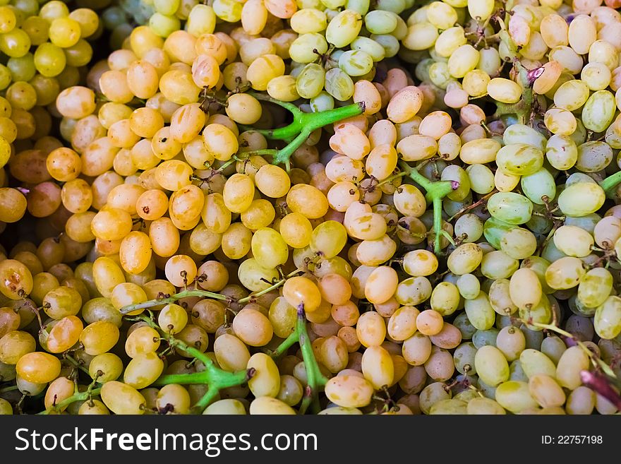 Fresh green grapes at market place