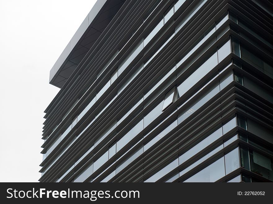 Lines that hold the curtain wall and composing a modern facade