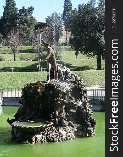 Mythical stone fountain in the Boboli Garden, Florence. Mythical stone fountain in the Boboli Garden, Florence