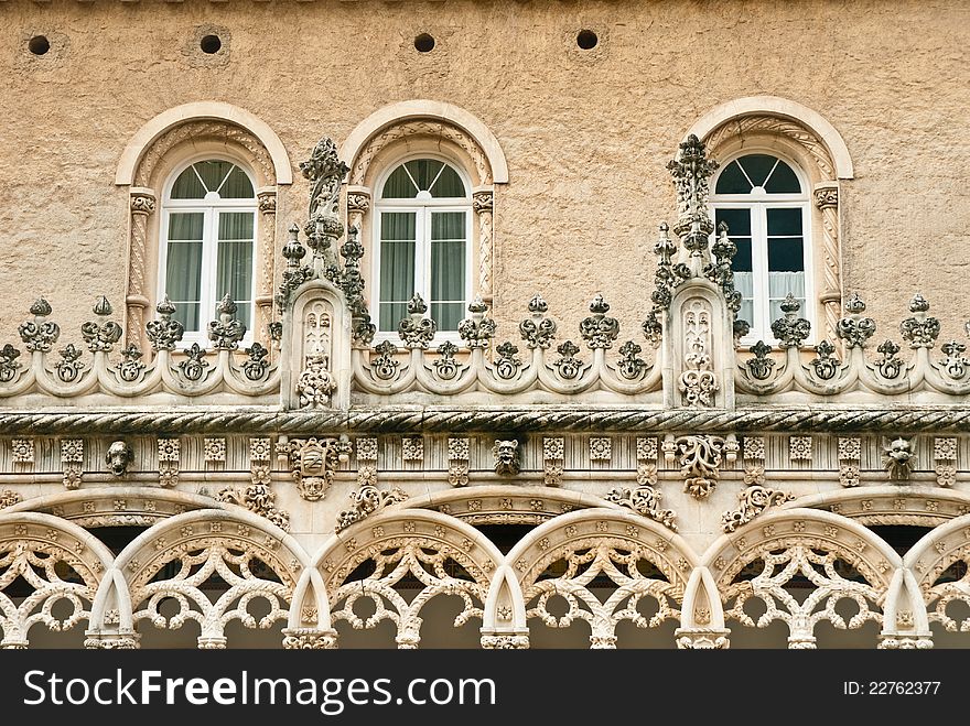 Windows of the  Palace of Bussaco, in Portugal. Windows of the  Palace of Bussaco, in Portugal