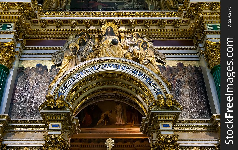 Interior of the ancient Orthodox Church in St. Petersburg, Russia