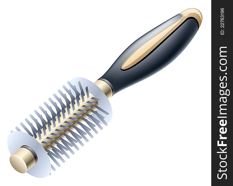 Vector illustration of hairbrush on white background