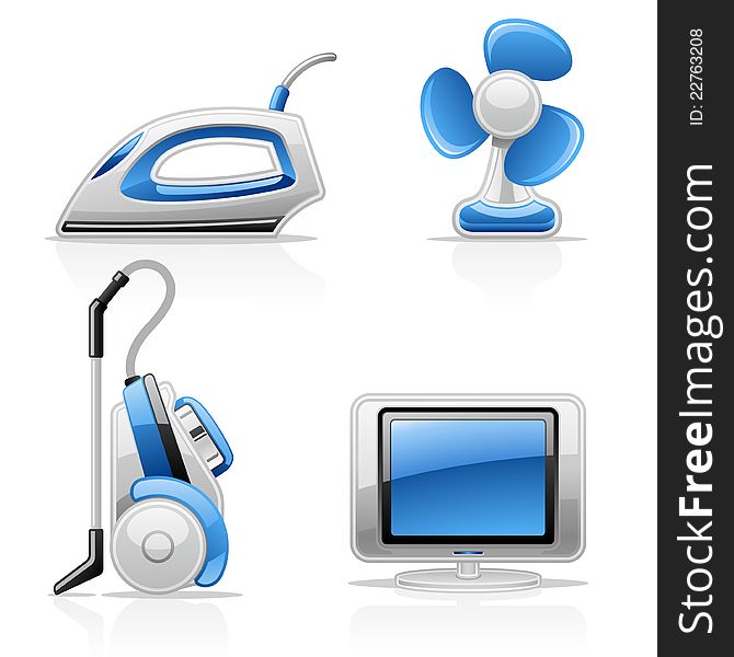 Vector illustration of household appliances on white background