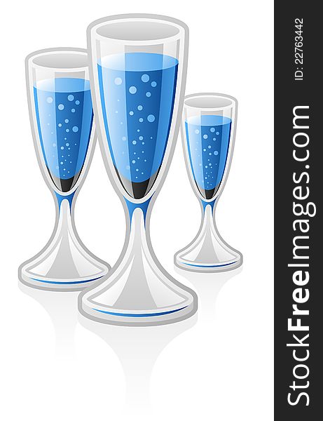 Vector illustration of wine glasses on white background
