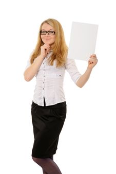 Woman Holding Empty White Board Royalty Free Stock Images Woman Holding Empty White Board Royalty Free Stock Images