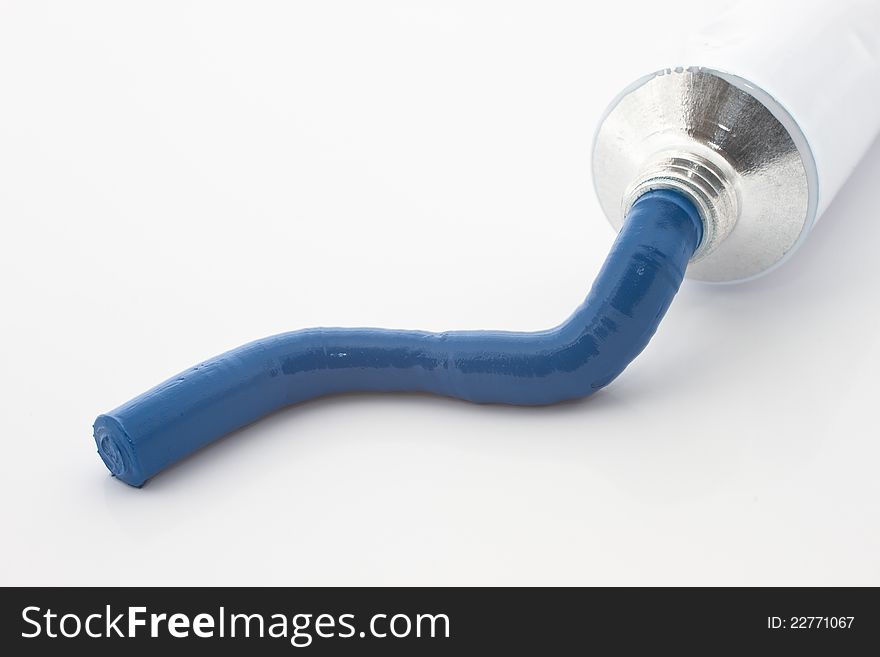 Blue paint tube