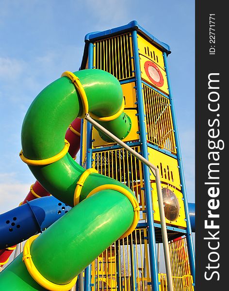 Image of a colorful slide in a children park