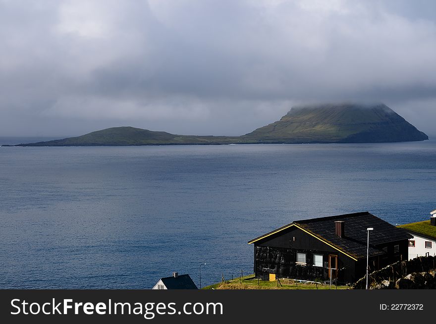 Houses in Faroe Islands, on the way to Torshavn