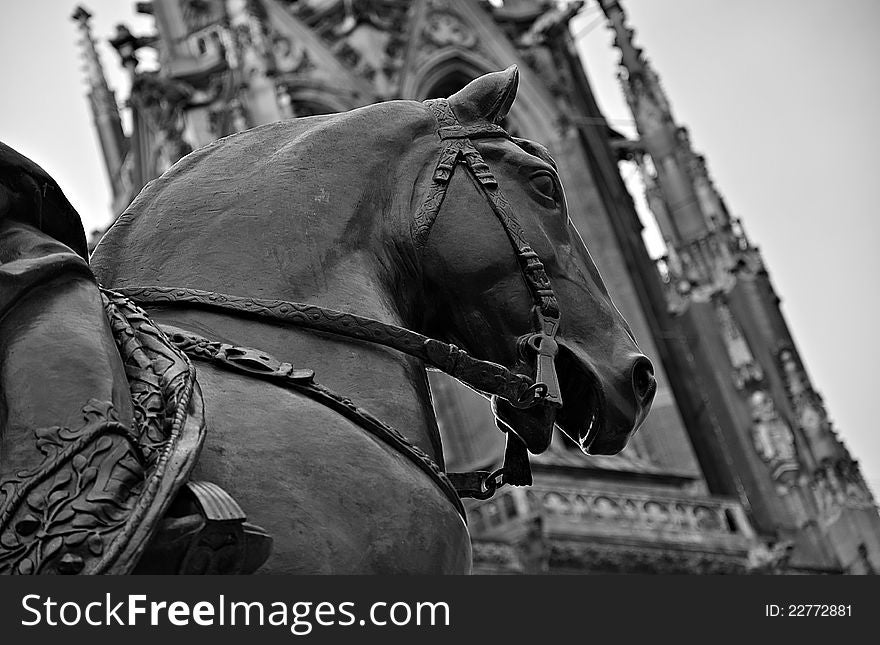 The statue of a horse in Regensburg