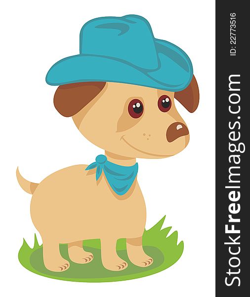 Puppy with cowboy hat and scarf. Puppy with cowboy hat and scarf