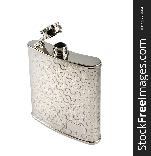 Flask steel on a white background