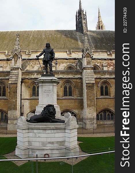 Statue of Oliver Cromwell by House of Parliament in London
