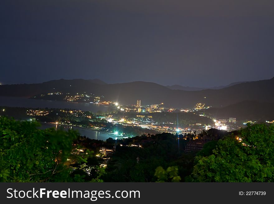 Night view from the viewpoint on the beaches of Phuket. Night view from the viewpoint on the beaches of Phuket