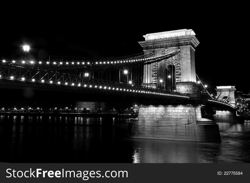 Chain bridge in Budapest, capital of Hungariy. Chain bridge in Budapest, capital of Hungariy