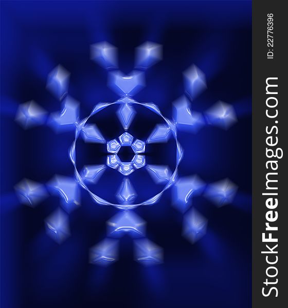 Blue coloured snowflake, abstract illustration. Blue coloured snowflake, abstract illustration