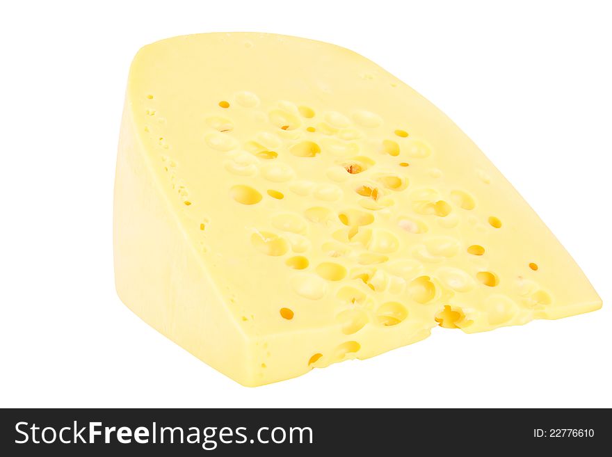 Piece of cheese isolated on a white background