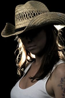 Mystery Woman In Tanktop And Cowboy Hat Royalty Free Stock Images Mystery Woman In Tanktop And Cowboy Hat Royalty Free Stock Images
