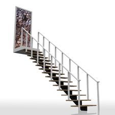 Ladder Leading Up To The Rock Wall Dead End. Royalty Free Stock Photography