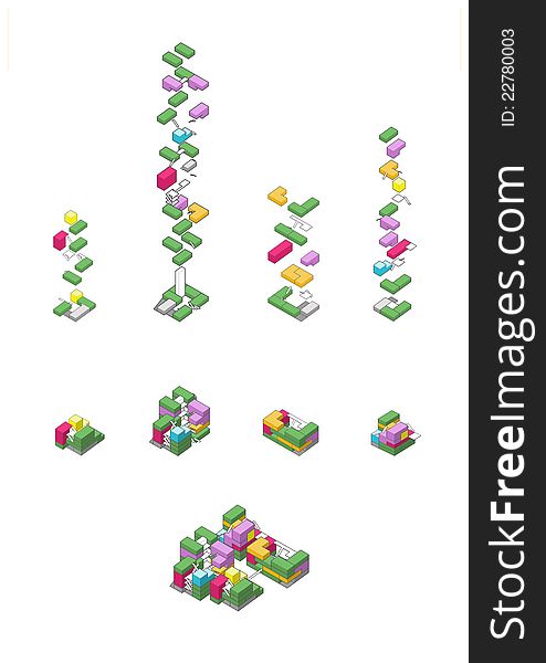 Architecture exploded diagram,a conceptual picture for explain a complicated of architecture.