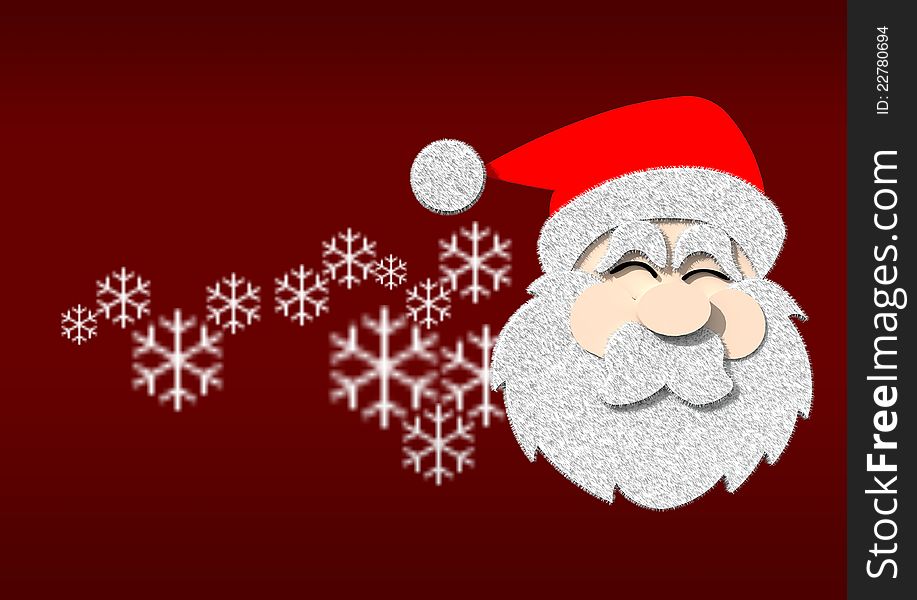 Graphic Santa with snow on red background. Graphic Santa with snow on red background