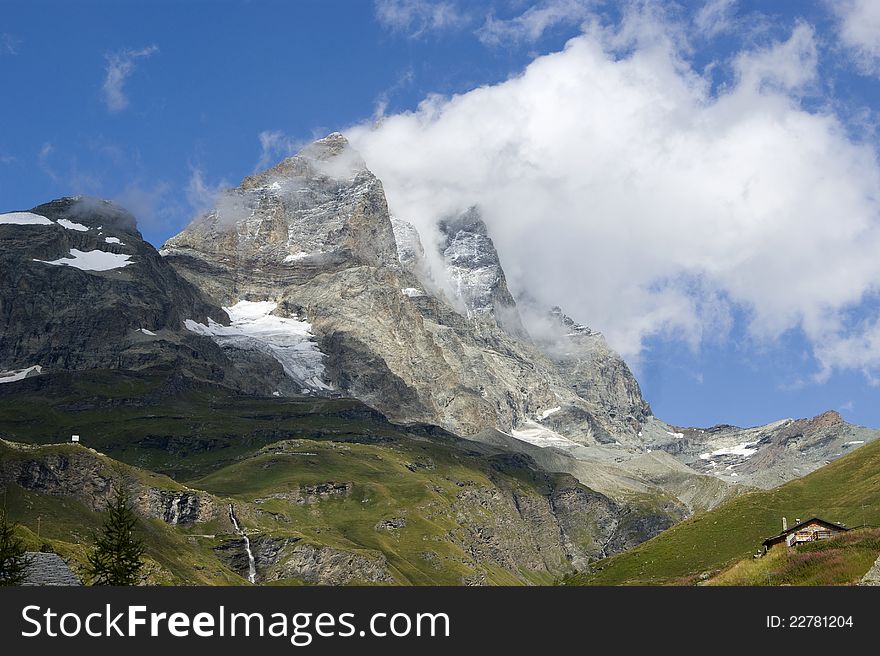 Matterhorn mountain chain of the Alps, the Italian side