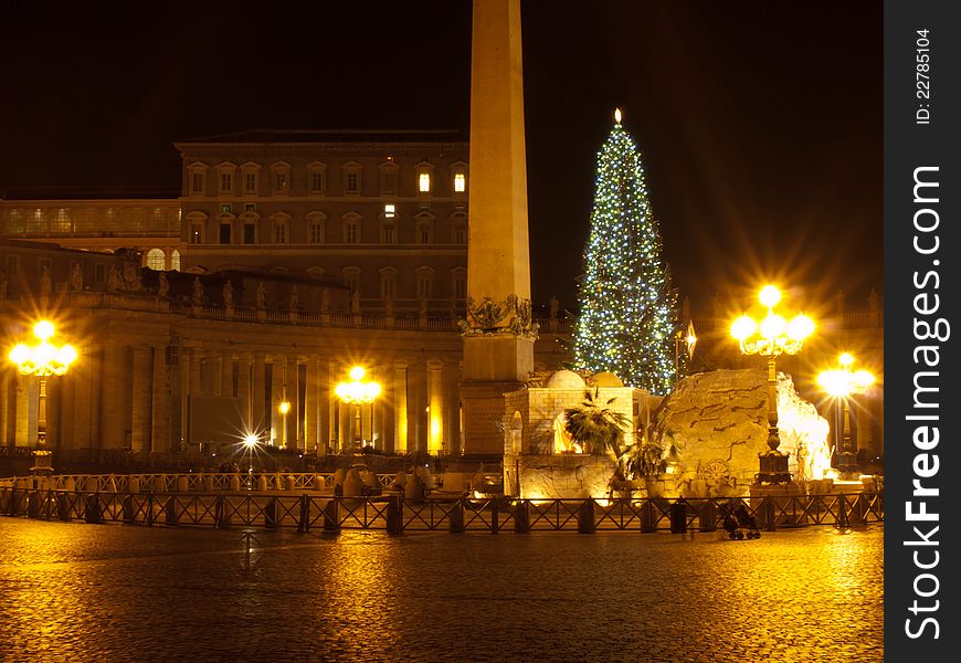 Christmas tree in Piazza San Pietro.