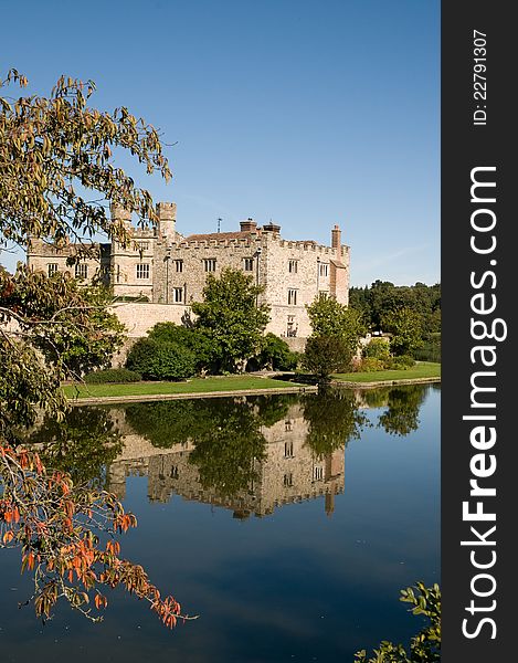 The historic building of leeds castle in kent in england. The historic building of leeds castle in kent in england