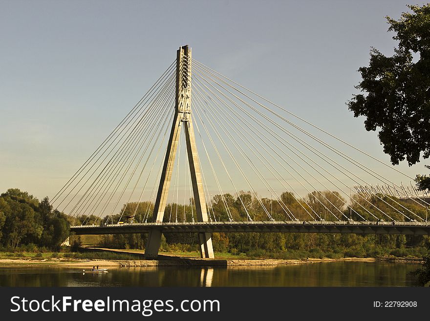 Holy Cross Bridge in Warsaw over the Vistula river, Poland. Holy Cross Bridge in Warsaw over the Vistula river, Poland