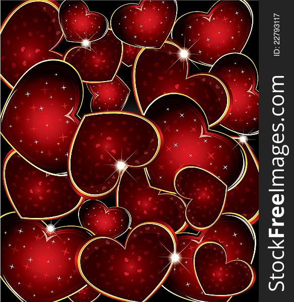 Elegant Valentine's day background with red hearts. Elegant Valentine's day background with red hearts.