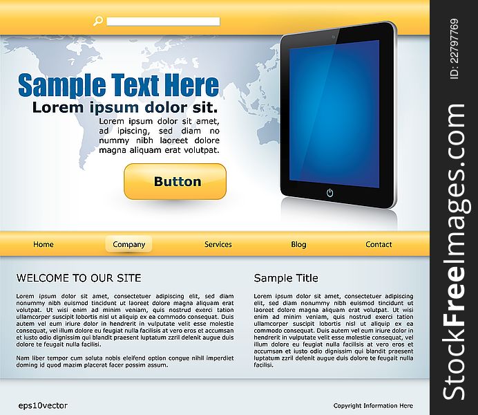 Vector website design template with mobile device. Vector website design template with mobile device