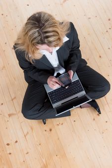 A Woman Sitting Cross Legged Royalty Free Stock Photography A Woman Sitting Cross Legged Royalty Free Stock Photography