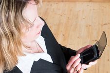 A Pretty Woman In A Grey Suit Stock Photography A Pretty Woman In A Grey Suit Stock Photography