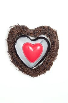 Silver Heart And Red Heart Royalty Free Stock Photography Silver Heart And Red Heart Royalty Free Stock Photography