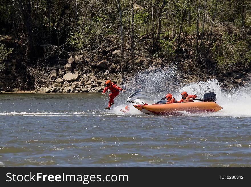 Race boat on the water in Chattahoochee, Florida