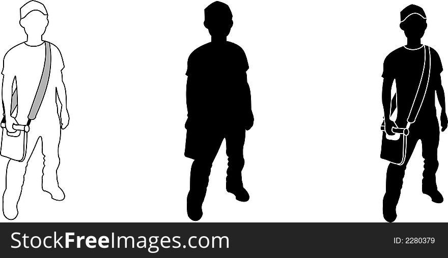 Silhouette Of The Boy With Bag