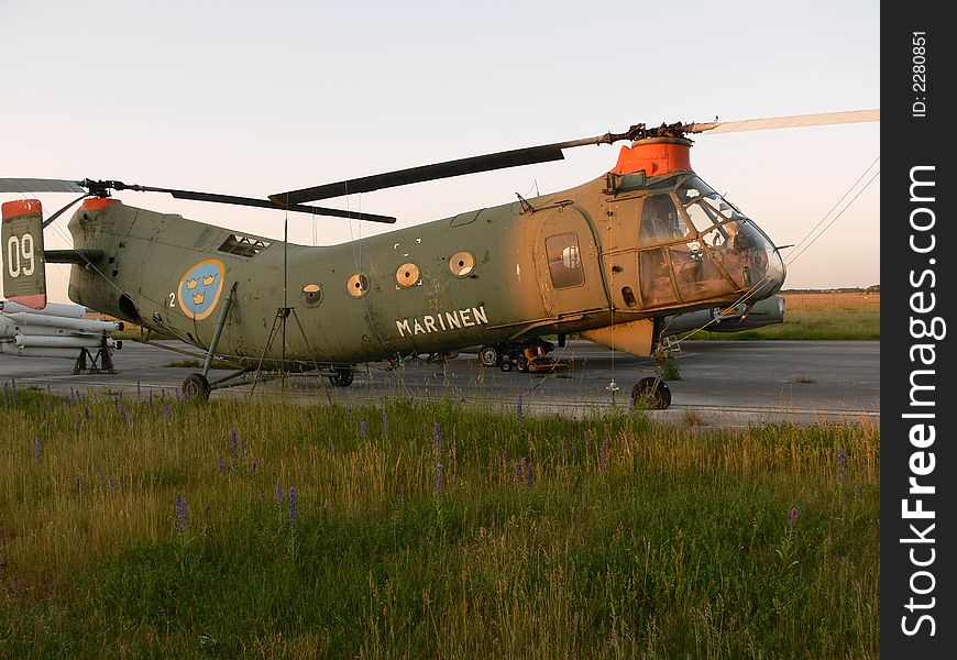 Old rusty helicopter belonging to the Swedish Navy. Old rusty helicopter belonging to the Swedish Navy