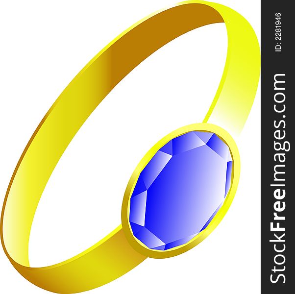 Vector image of golden ring with gem. Vector image of golden ring with gem