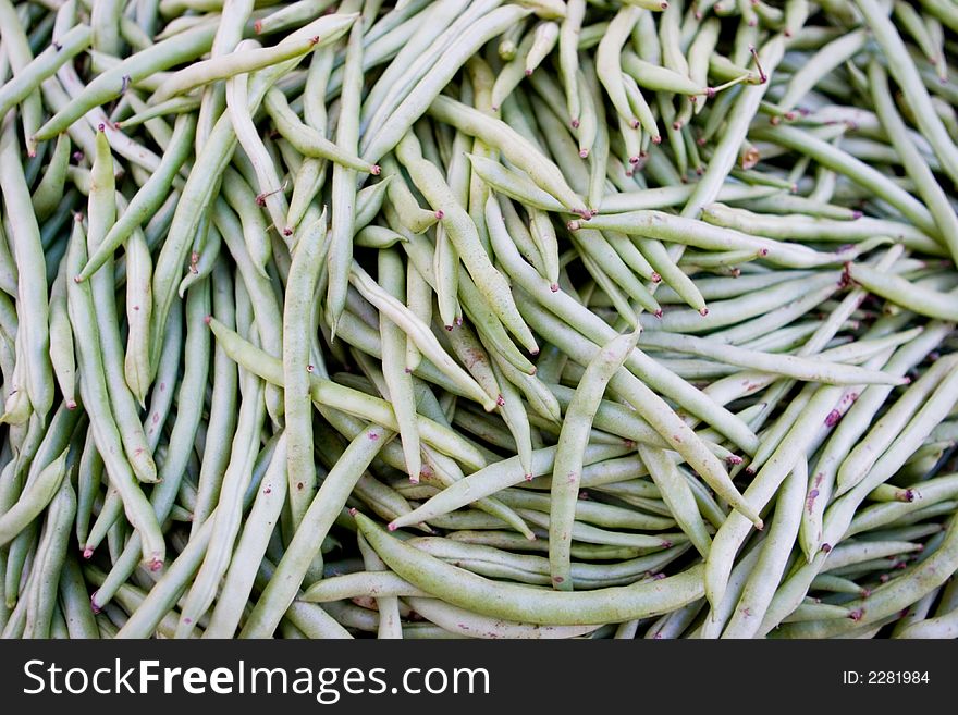 Fresh Beans On A Market Stall