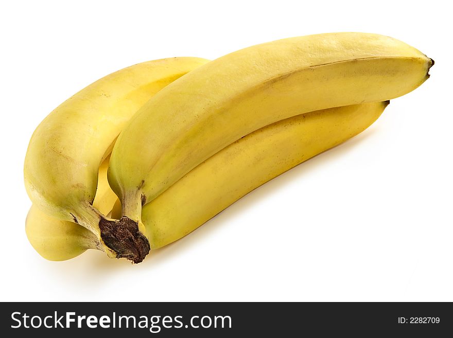 Branch of bananas isolated on a white background