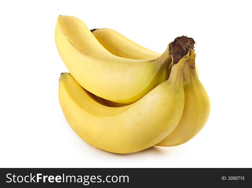 Branch of bananas isolated on a white background