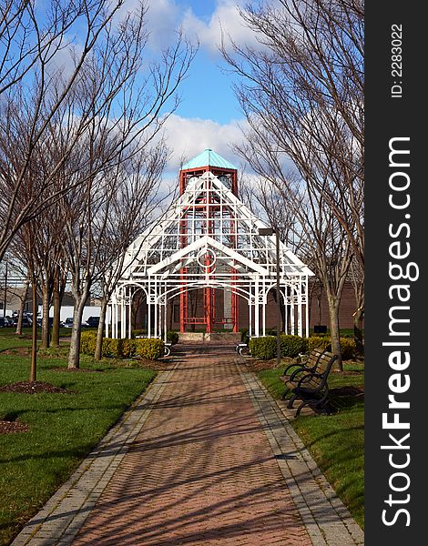 Gazebo at a park in the winter time. Gazebo at a park in the winter time