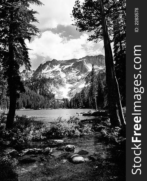 Beautiful crystal clear lake captured with the subtle charm of black and white film. Beautiful crystal clear lake captured with the subtle charm of black and white film.